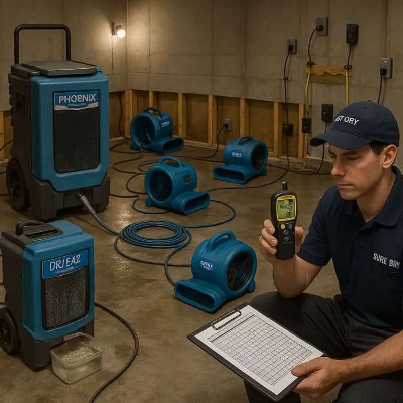 Structural Drying and Dehumidification process in Summerfield, NC